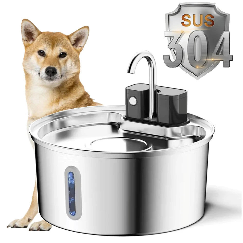Norela PureFlow round stainless steel wireless cat fountain